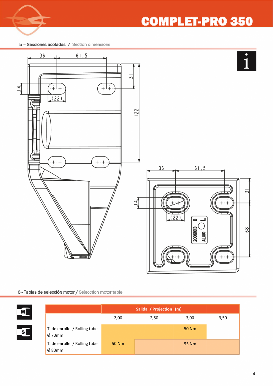 Pagina 4-Copertina cu console pe lateral LLAZA Complet Pro 350 Instructiuni montaj, utilizare Engleza,...