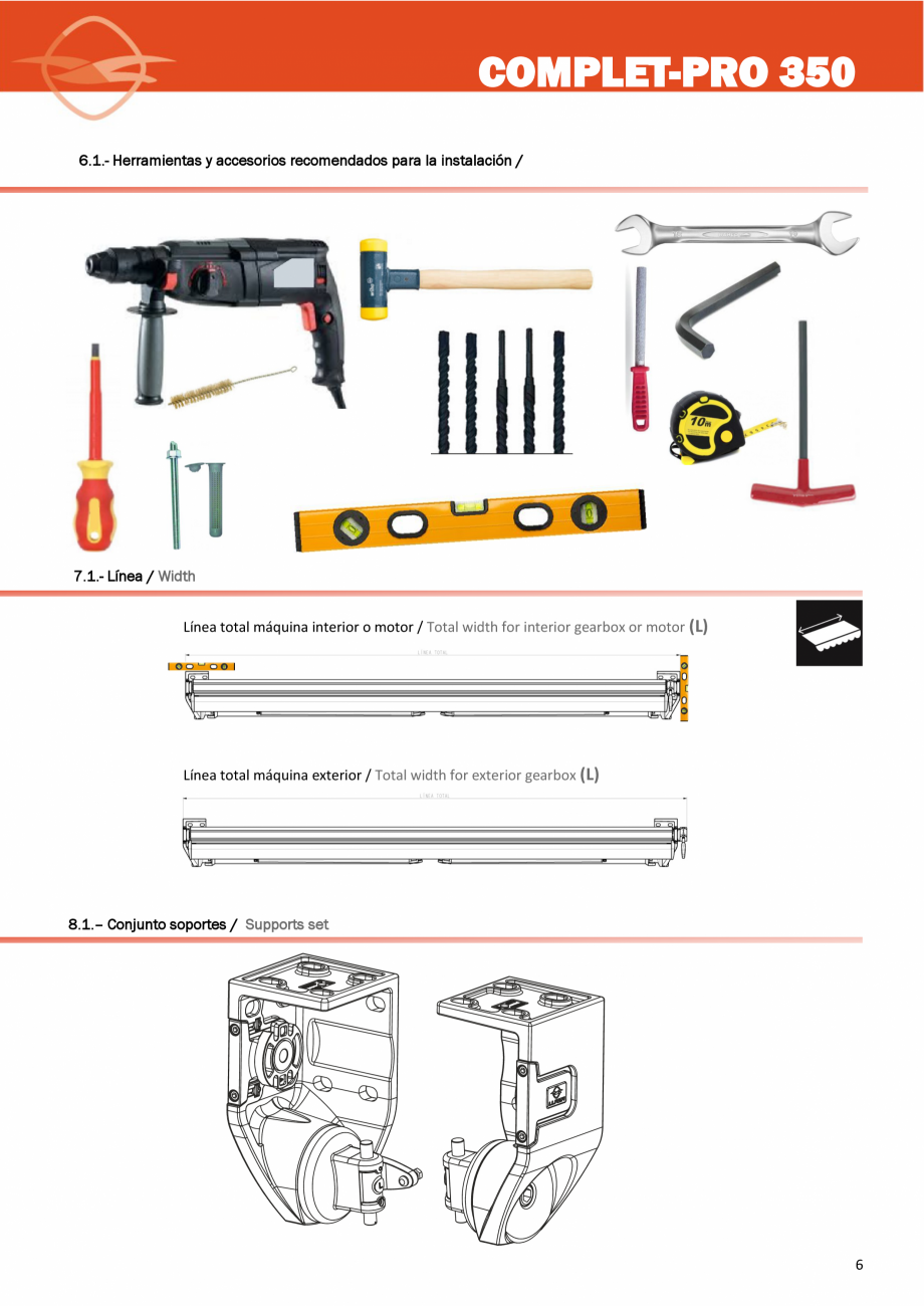 Pagina 6-Copertina cu console pe lateral LLAZA Complet Pro 350 Instructiuni montaj, utilizare Engleza,...