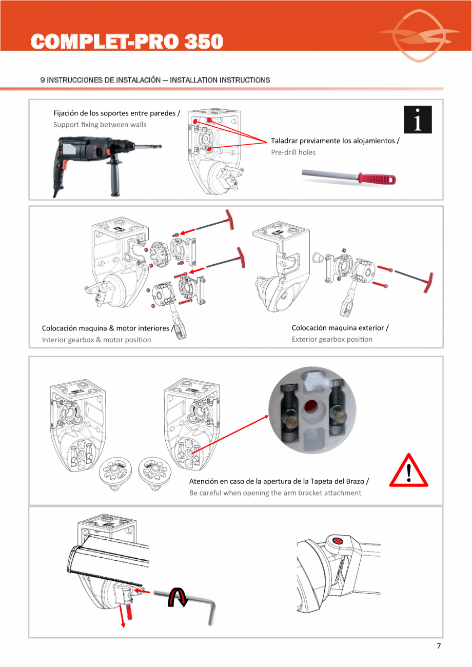 Pagina 7-Copertina cu console pe lateral LLAZA Complet Pro 350 Instructiuni montaj, utilizare Engleza,...