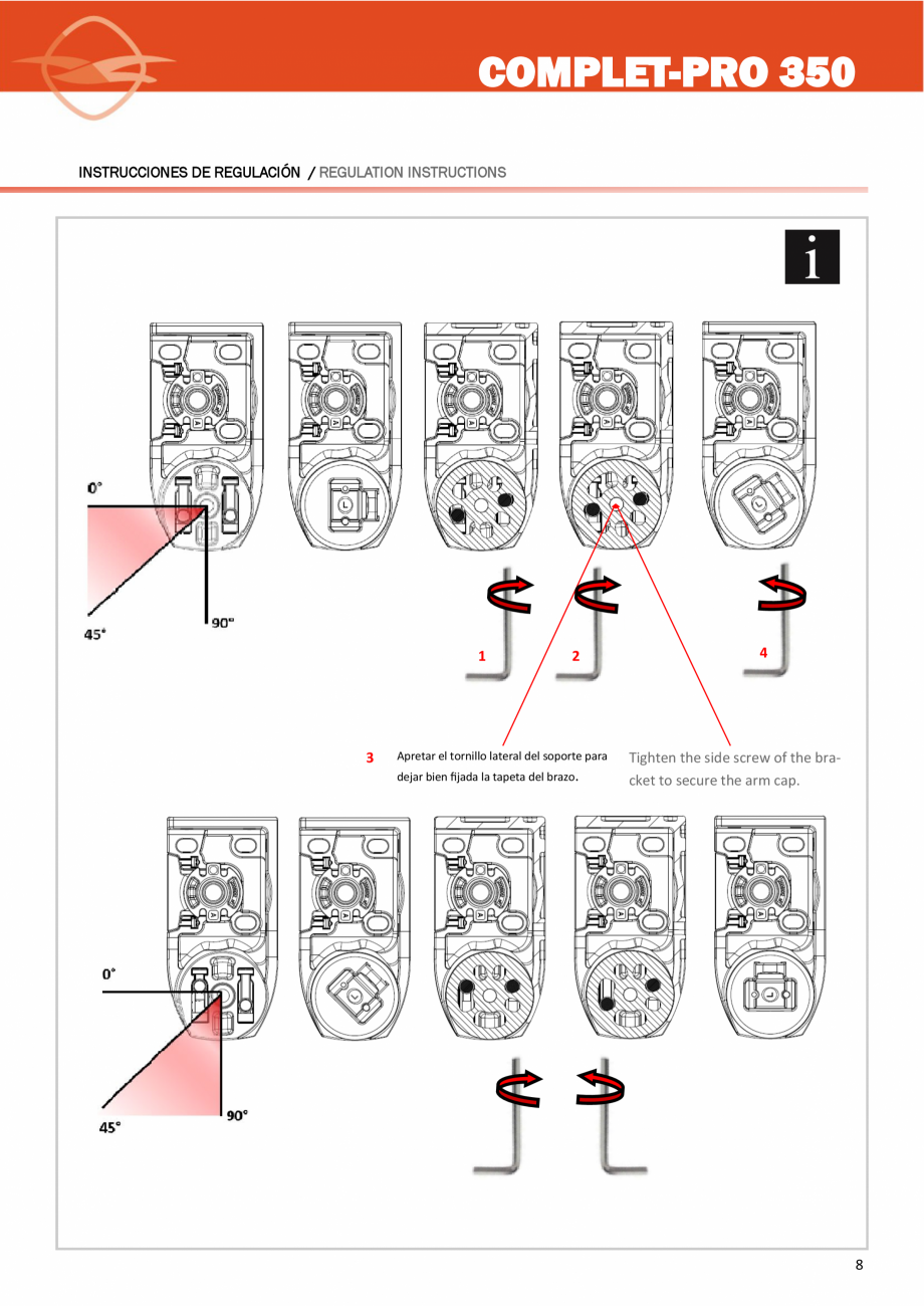 Pagina 8-Copertina cu console pe lateral LLAZA Complet Pro 350 Instructiuni montaj, utilizare Engleza,...