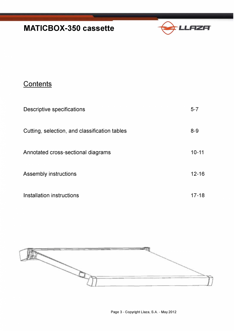 Pagina 3-Copertina casetata de dimensiuni mai mici LLAZA MaticBox 350 Fisa tehnica Engleza  incorporate a...