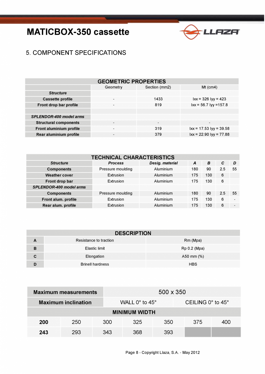 Pagina 8-Copertina casetata de dimensiuni mai mici LLAZA MaticBox 350 Fisa tehnica Engleza mm2)

Mt (cm4)

-
...