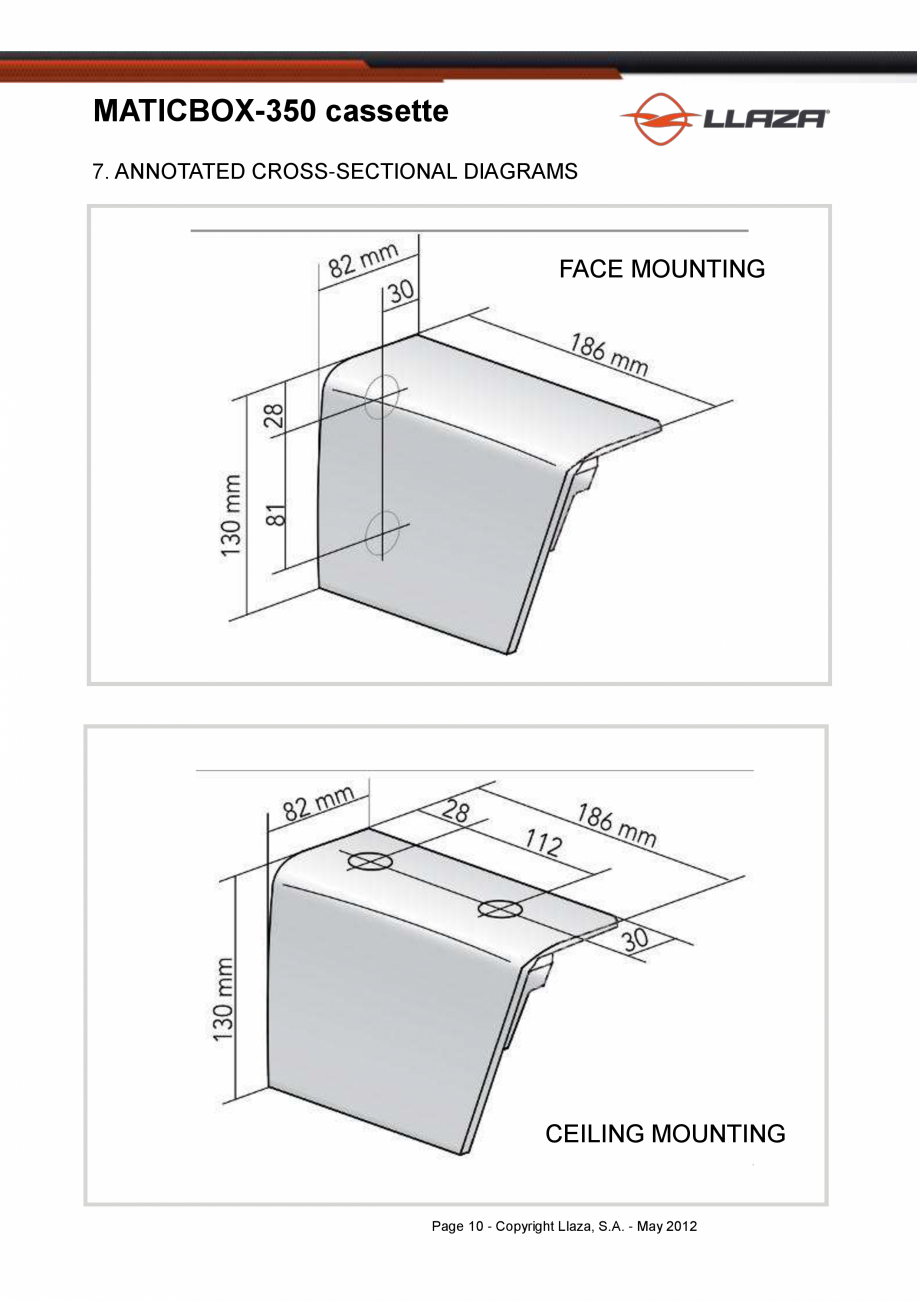 Pagina 10-Copertina casetata de dimensiuni mai mici LLAZA MaticBox 350 Fisa tehnica Engleza TION FOR...