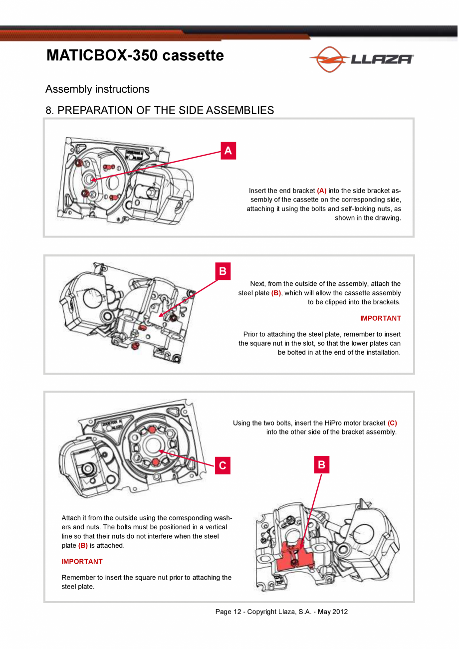 Pagina 12-Copertina casetata de dimensiuni mai mici LLAZA MaticBox 350 Fisa tehnica Engleza  has
already been ...