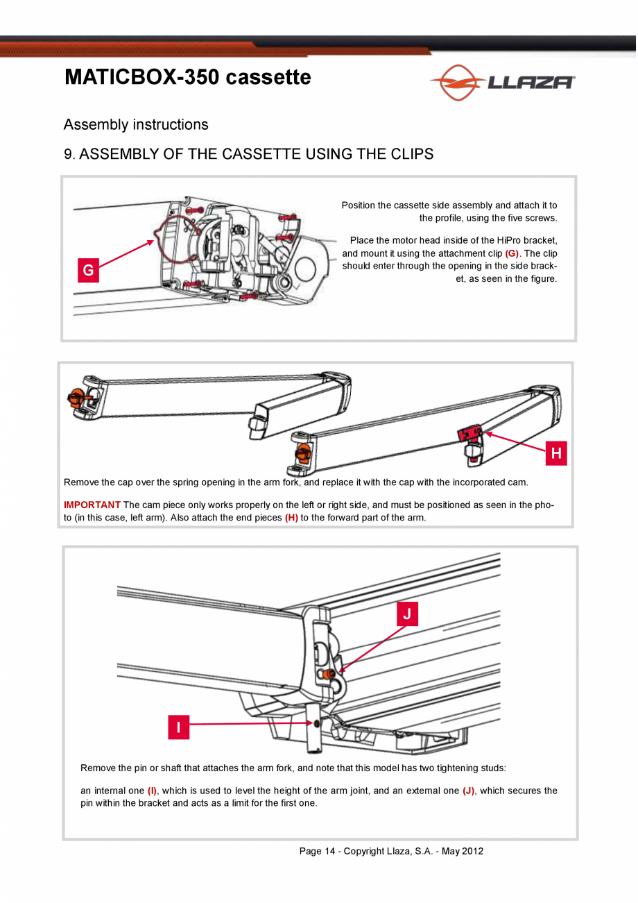 Pagina 14-Copertina casetata de dimensiuni mai mici LLAZA MaticBox 350 Fisa tehnica Engleza it in the cassette...