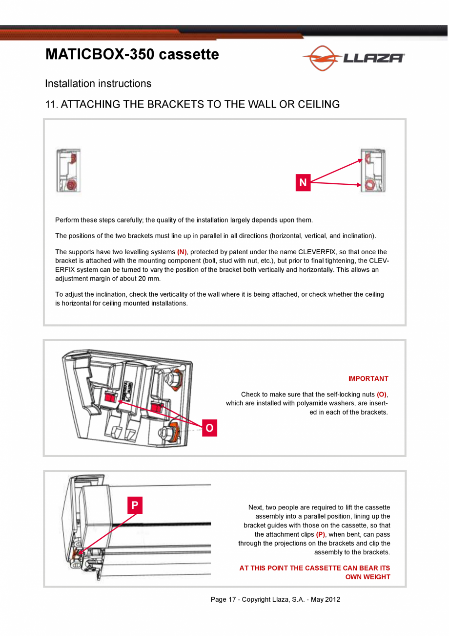 Pagina 17-Copertina casetata de dimensiuni mai mici LLAZA MaticBox 350 Fisa tehnica Engleza  and these may
not...