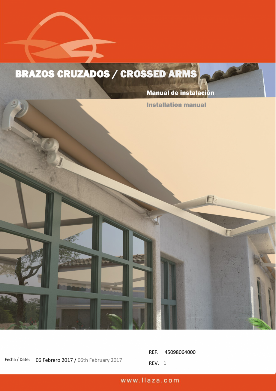 Pagina 1-Sistem de prindere cu brate incrucisate pentru copertine LLAZA Complet Pro 350 Instructiuni montaj, ...