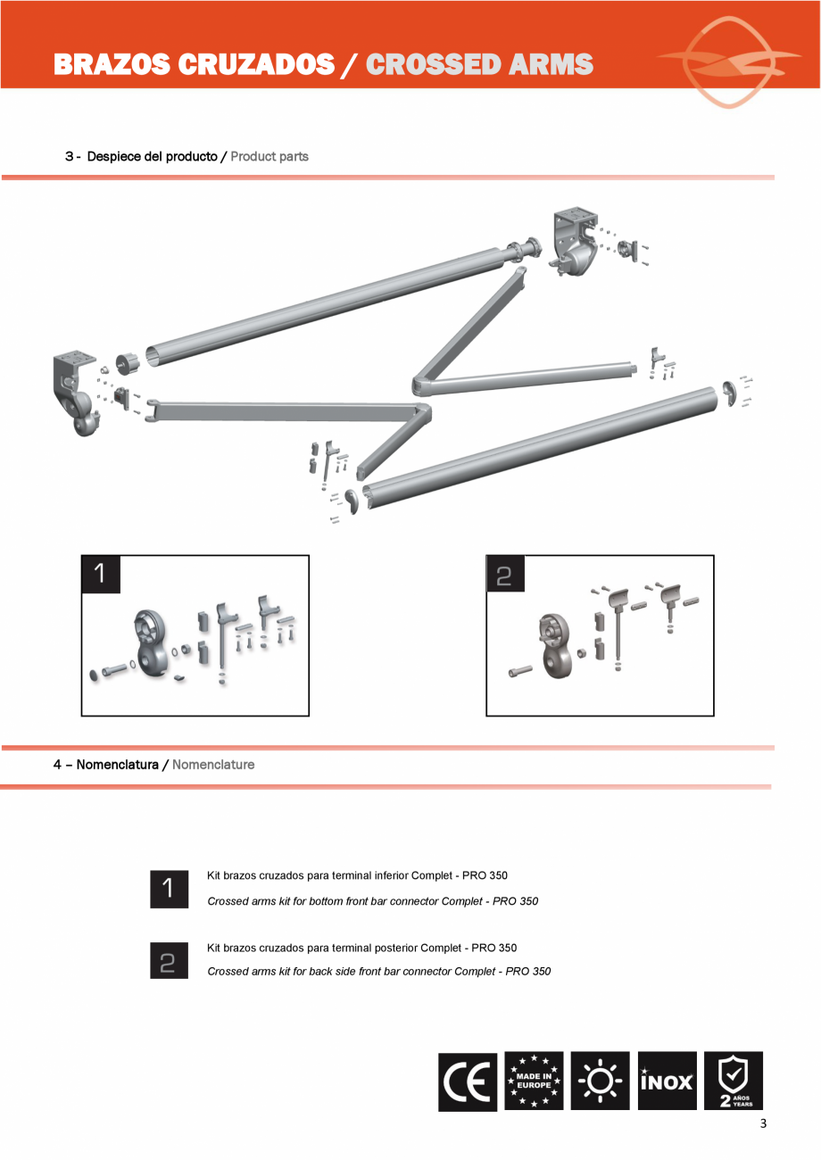 Pagina 3-Sistem de prindere cu brate incrucisate pentru copertine LLAZA Complet Pro 350 Instructiuni montaj, ...