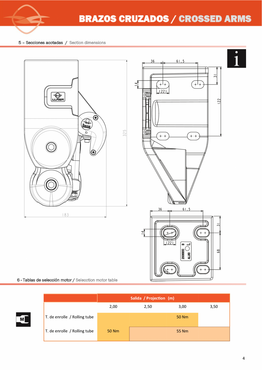 Pagina 4 - Sistem de prindere cu brate incrucisate pentru copertine LLAZA Complet Pro 350...