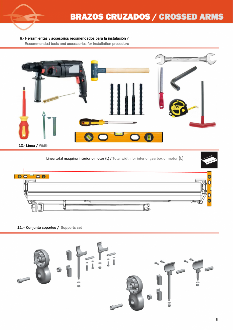 Pagina 6-Sistem de prindere cu brate incrucisate pentru copertine LLAZA Complet Pro 350 Instructiuni montaj, ...