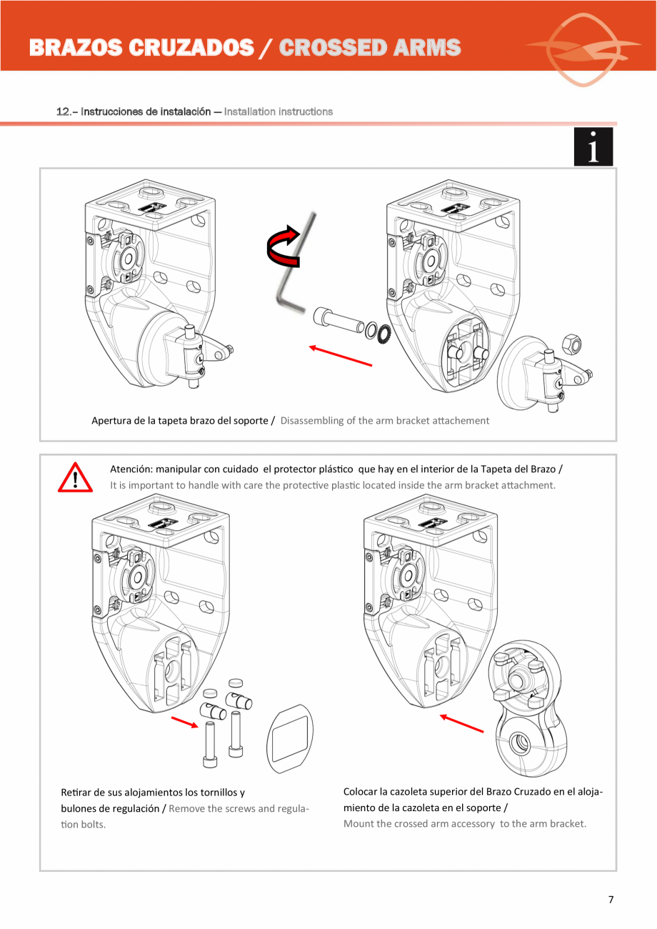 Pagina 7-Sistem de prindere cu brate incrucisate pentru copertine LLAZA Complet Pro 350 Instructiuni montaj, ...