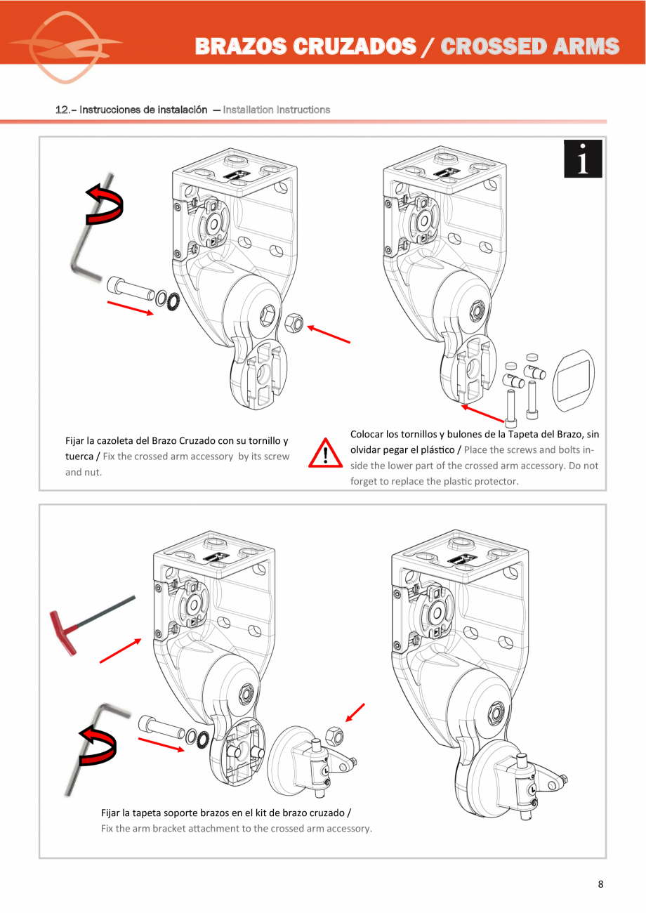 Pagina 8-Sistem de prindere cu brate incrucisate pentru copertine LLAZA Complet Pro 350 Instructiuni montaj, ...