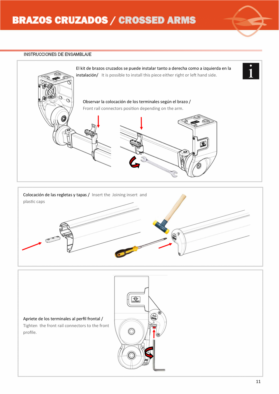 Pagina 11-Sistem de prindere cu brate incrucisate pentru copertine LLAZA Complet Pro 350 Instructiuni montaj, ...