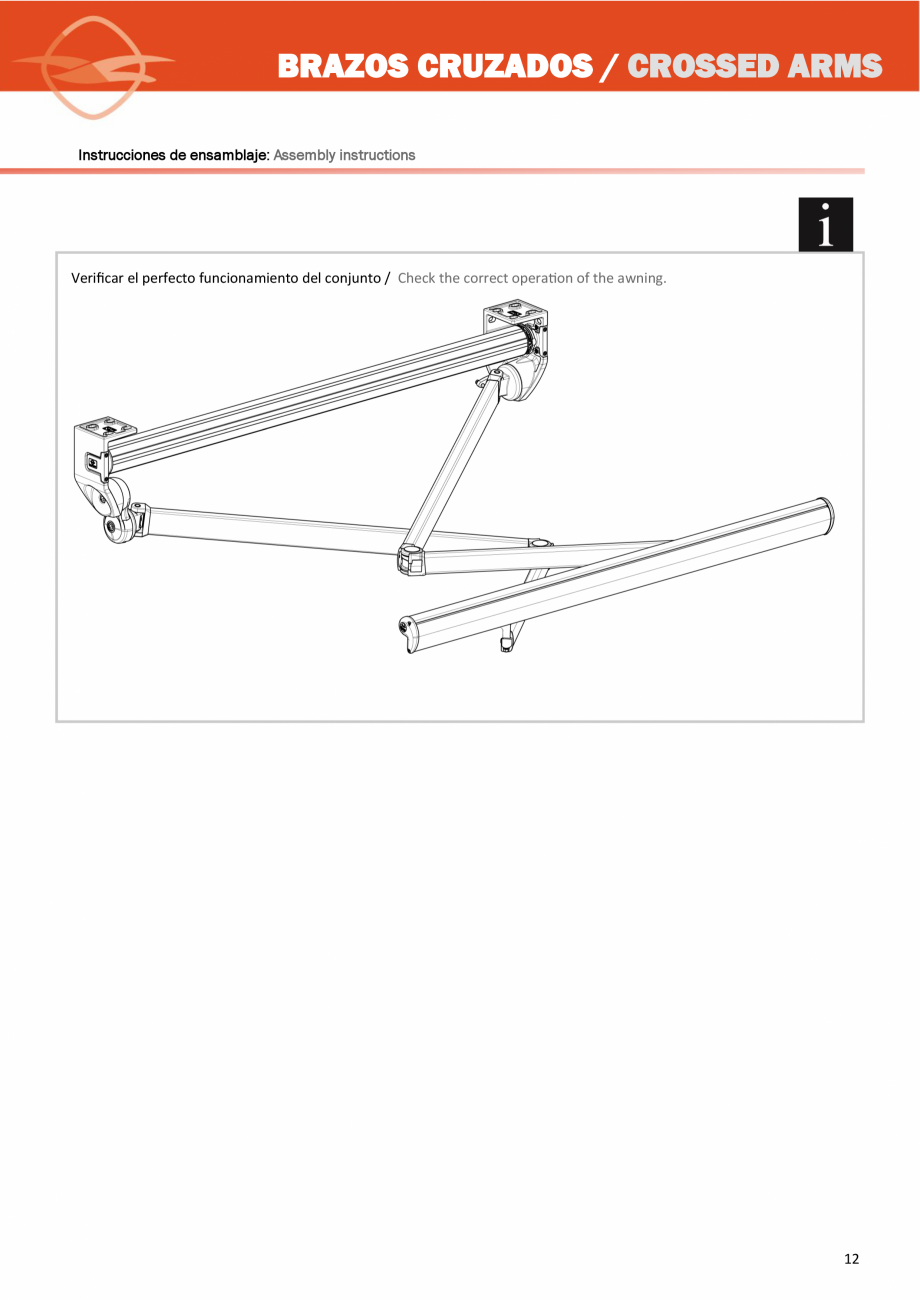 Pagina 12-Sistem de prindere cu brate incrucisate pentru copertine LLAZA Complet Pro 350 Instructiuni montaj, ...