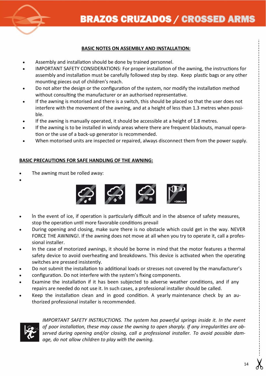 Pagina 14-Sistem de prindere cu brate incrucisate pentru copertine LLAZA Complet Pro 350 Instructiuni montaj, ...