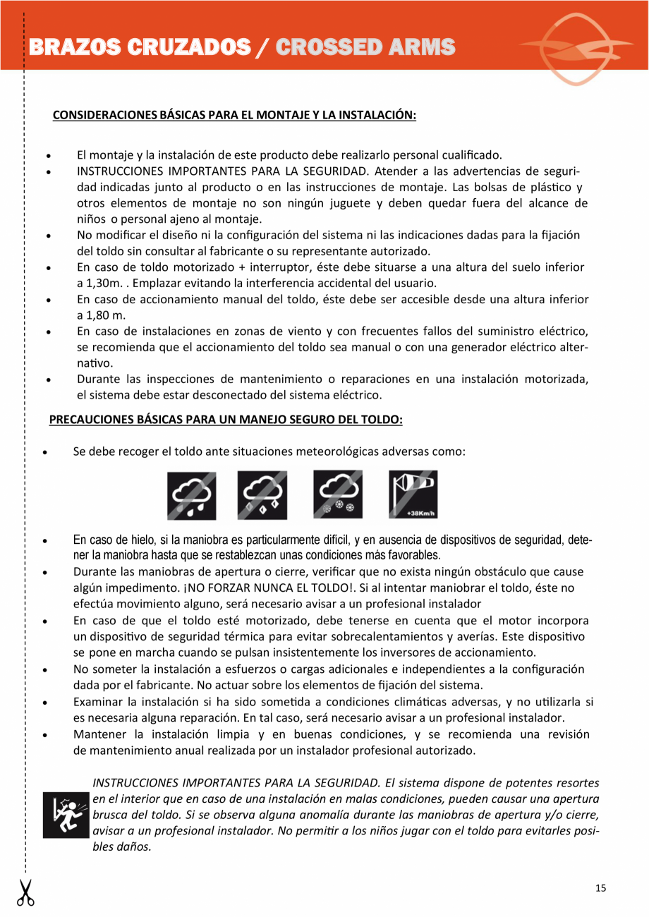 Pagina 15-Sistem de prindere cu brate incrucisate pentru copertine LLAZA Complet Pro 350 Instructiuni montaj, ...