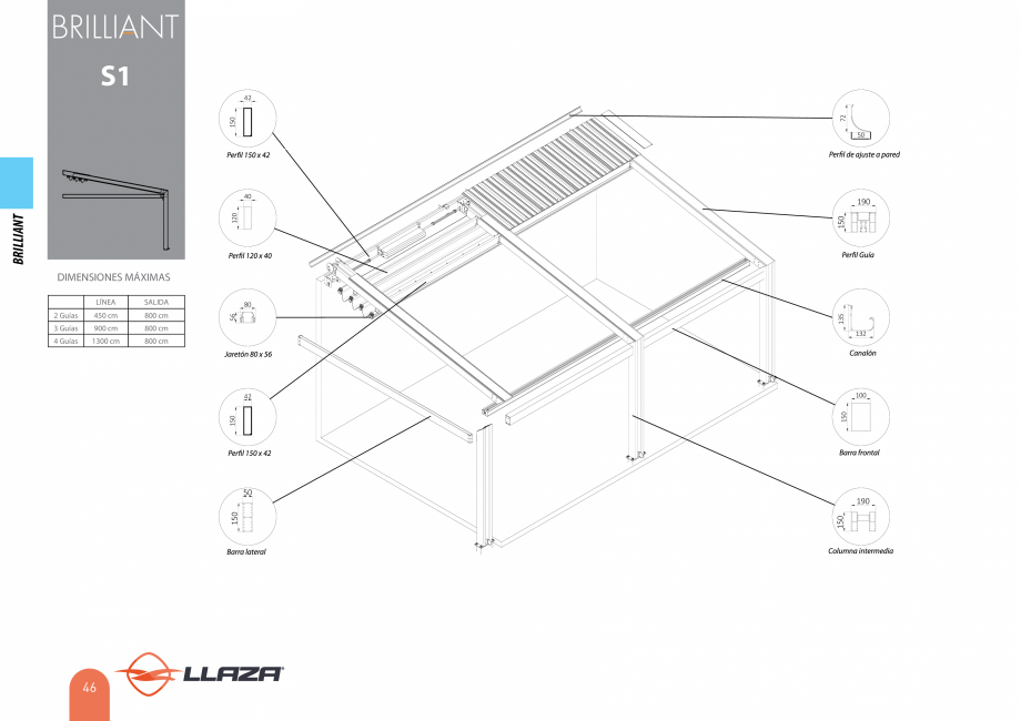 Pagina 46-Pergole solare LLAZA Ellit Mino, Ellite Mino Wood, PGT Silver 1-4, PGT Gala G3, PGT Marine, PGT...