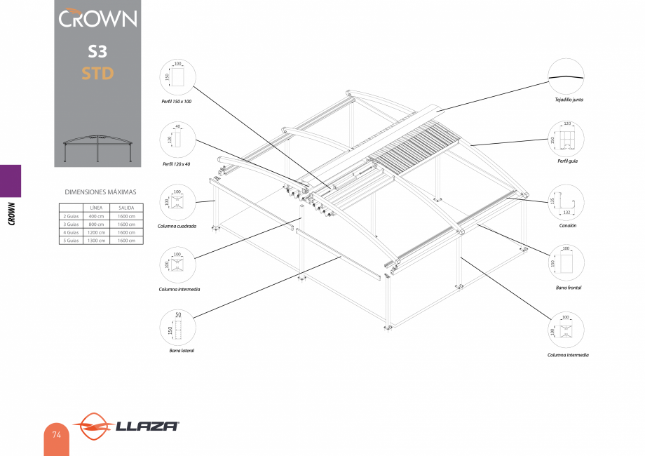 Pagina 74-Pergole solare LLAZA Ellit Mino, Ellite Mino Wood, PGT Silver 1-4, PGT Gala G3, PGT Marine, PGT...