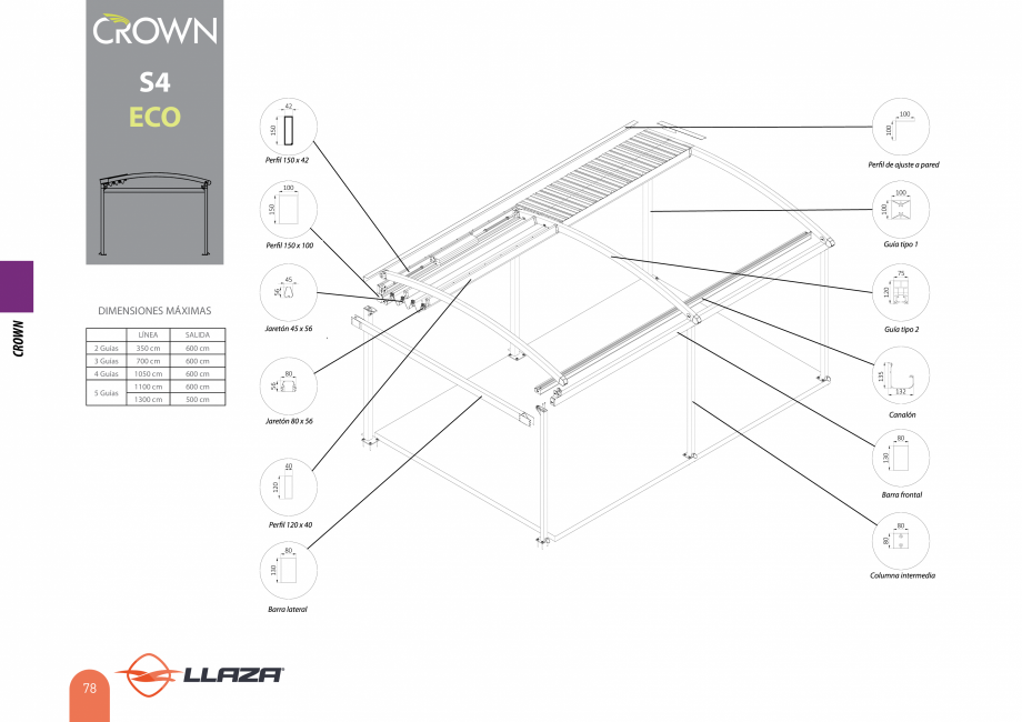 Pagina 78-Pergole solare LLAZA Ellit Mino, Ellite Mino Wood, PGT Silver 1-4, PGT Gala G3, PGT Marine, PGT...