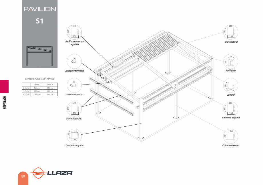 Pagina 88-Pergole solare LLAZA Ellit Mino, Ellite Mino Wood, PGT Silver 1-4, PGT Gala G3, PGT Marine, PGT...
