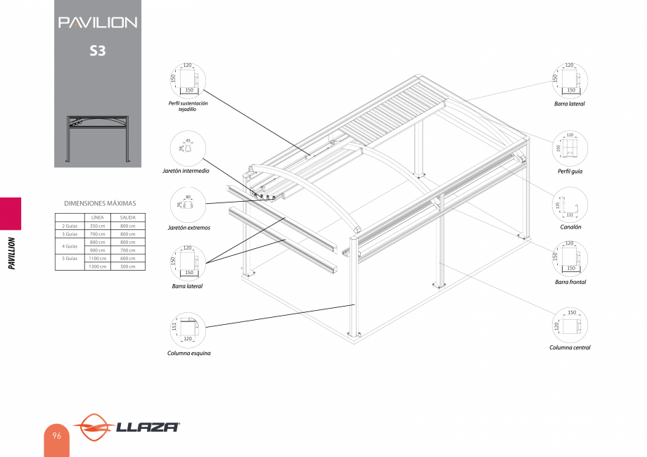 Pagina 96-Pergole solare LLAZA Ellit Mino, Ellite Mino Wood, PGT Silver 1-4, PGT Gala G3, PGT Marine, PGT...