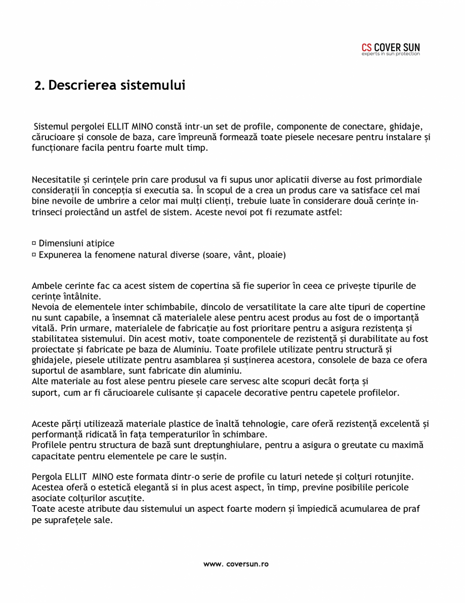 Pagina 3-Pergola usoara din aluminiu LLAZA Ellit Mino Fisa tehnica Engleza rse au fost primordiale...