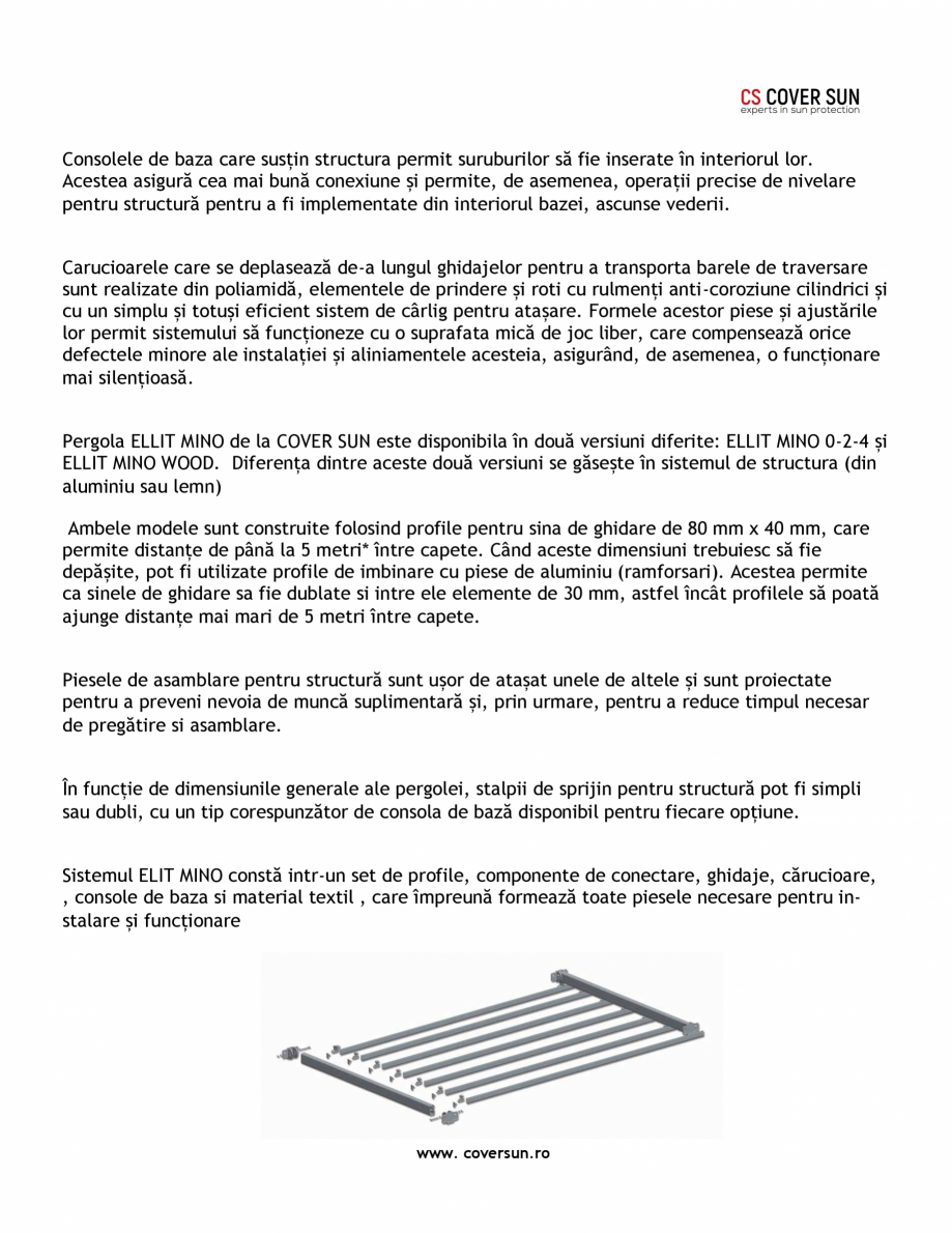 Pagina 4-Pergola usoara din aluminiu LLAZA Ellit Mino Fisa tehnica Engleza le de baza ce ofera
suportul de...