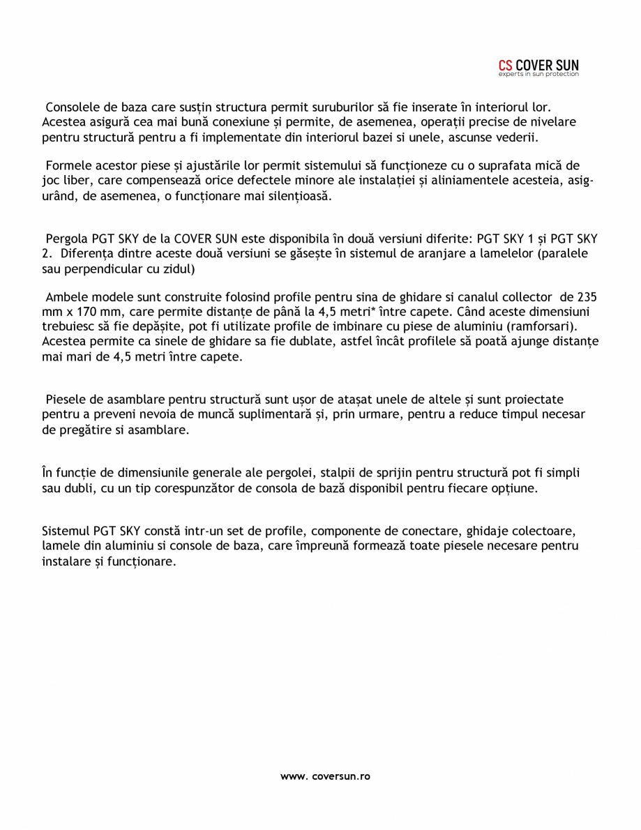 Pagina 4-Pergola cu structura si lamele din aluminiu LLAZA PGT Sky Roof Fisa tehnica Engleza te materiale au ...