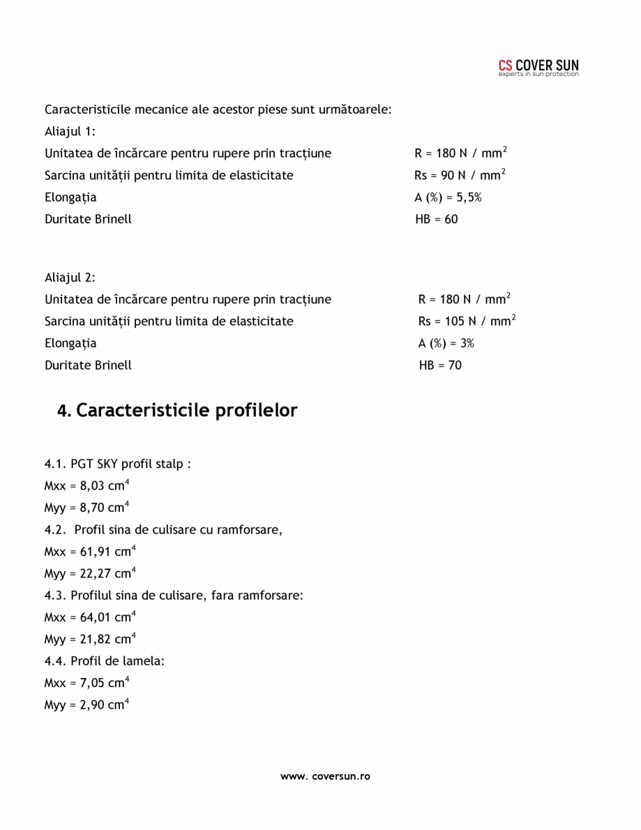 Pagina 6-Pergola cu structura si lamele din aluminiu LLAZA PGT Sky Roof Fisa tehnica Engleza t profilele să ...