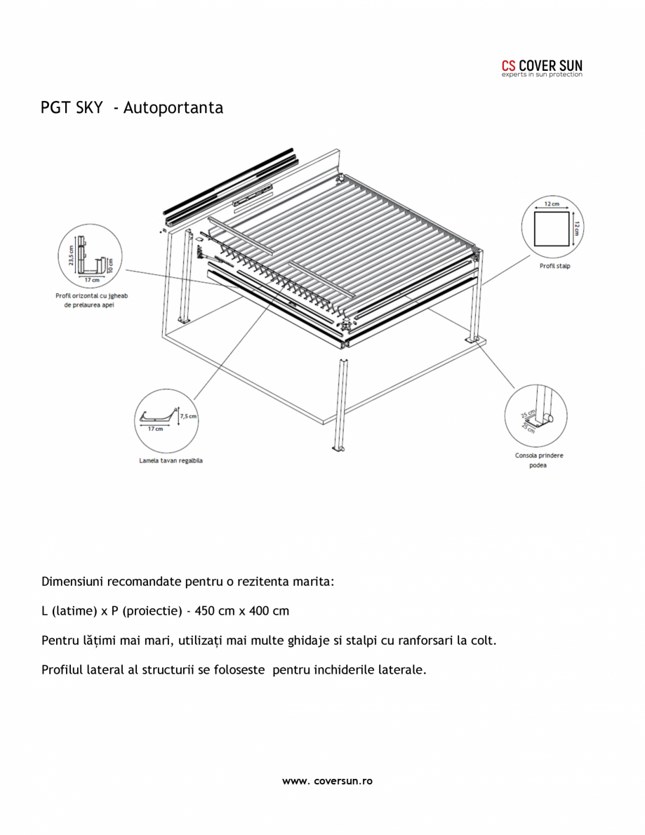 Pagina 8-Pergola cu structura si lamele din aluminiu LLAZA PGT Sky Roof Fisa tehnica Engleza ul 2

Al-10 Si...