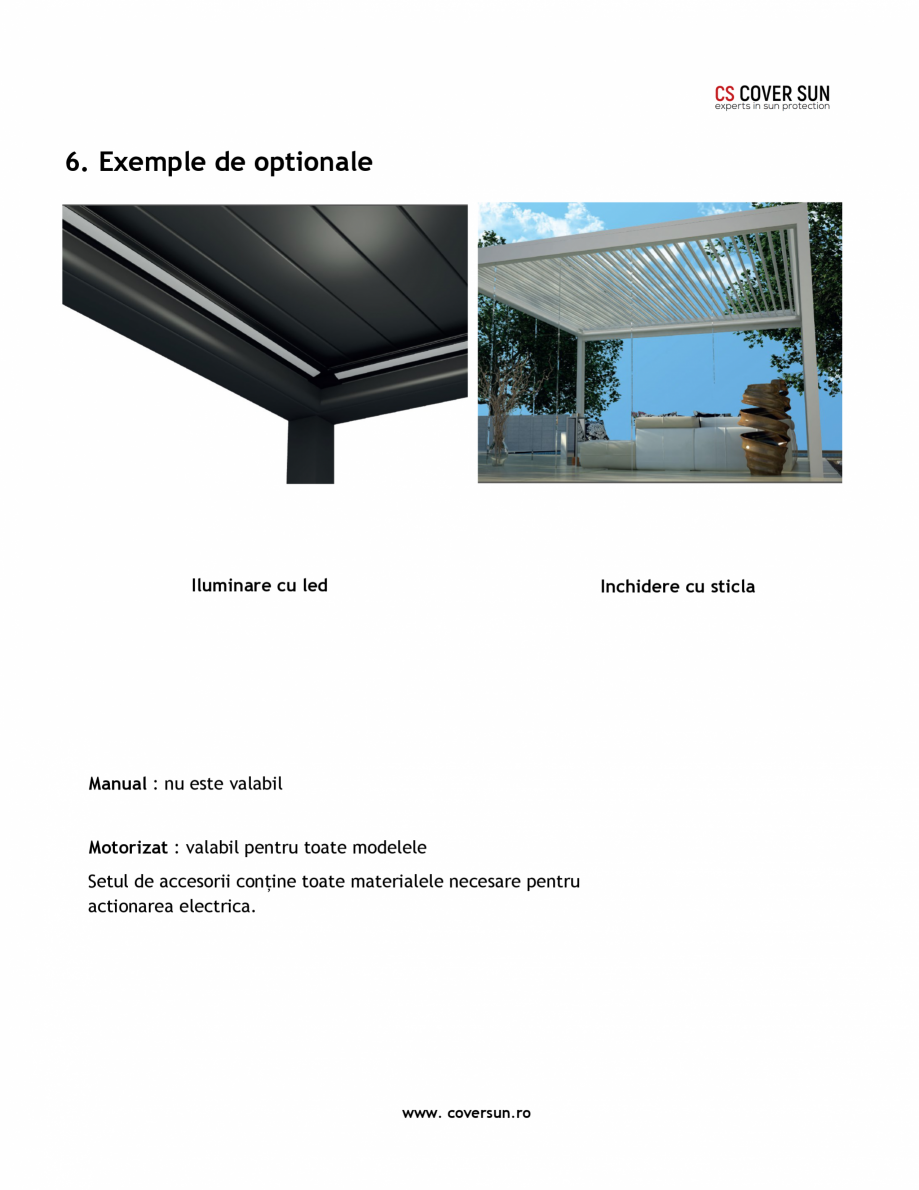 Pagina 9-Pergola cu structura si lamele din aluminiu LLAZA PGT Sky Roof Fisa tehnica Engleza izați mai multe...