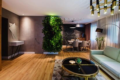 Amenajare living si zona dinning The Park Apartament amenajat in stil contemporan elegant
