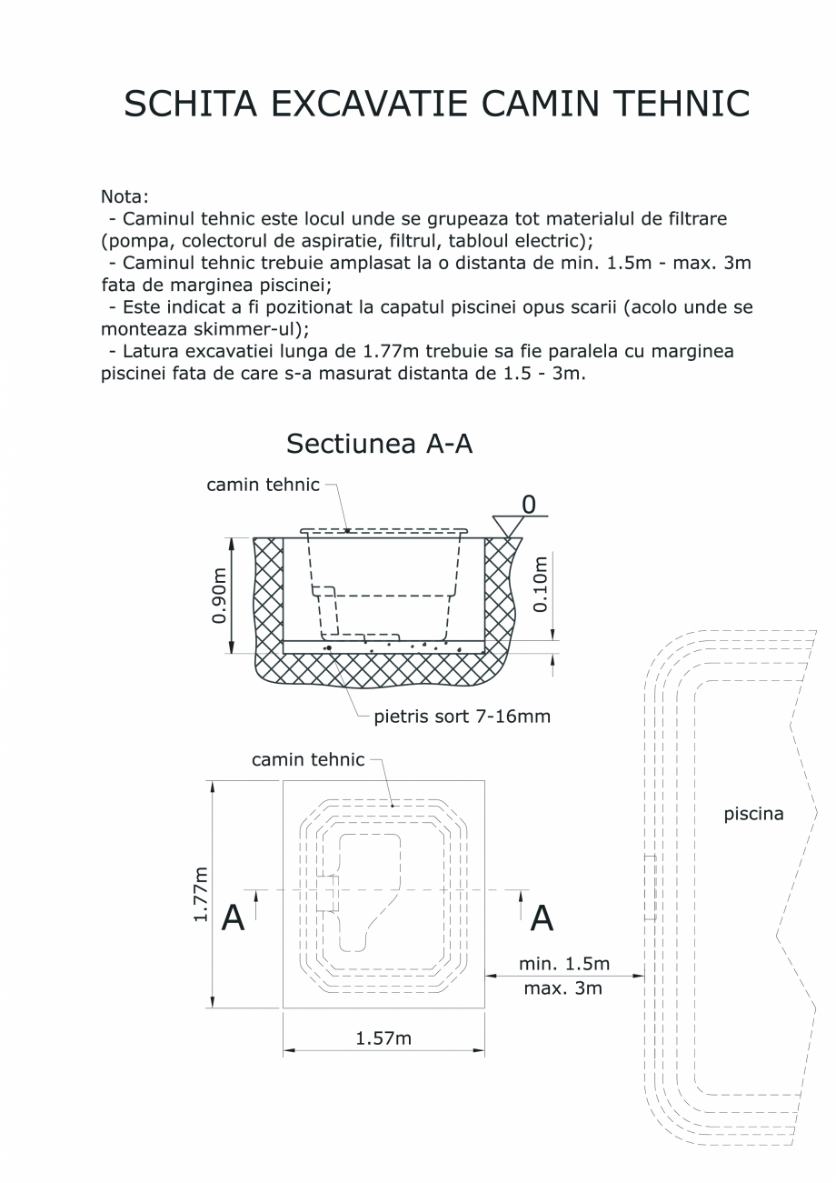 Pagina 1-CAD-PDF Excavatie camin tehnic SKYMIRROR Detaliu de montaj MARINA, GOLF, LAGUNA, DELTA 