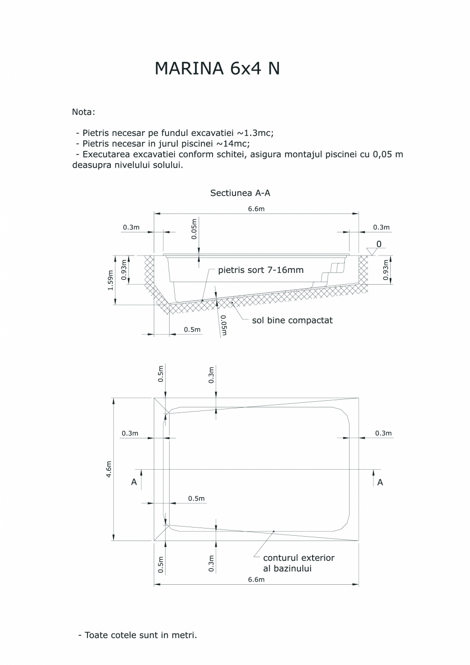 Pagina 1-CAD-PDF Schita excavatie piscine Marina -6X 4 SKYMIRROR Detaliu de montaj 