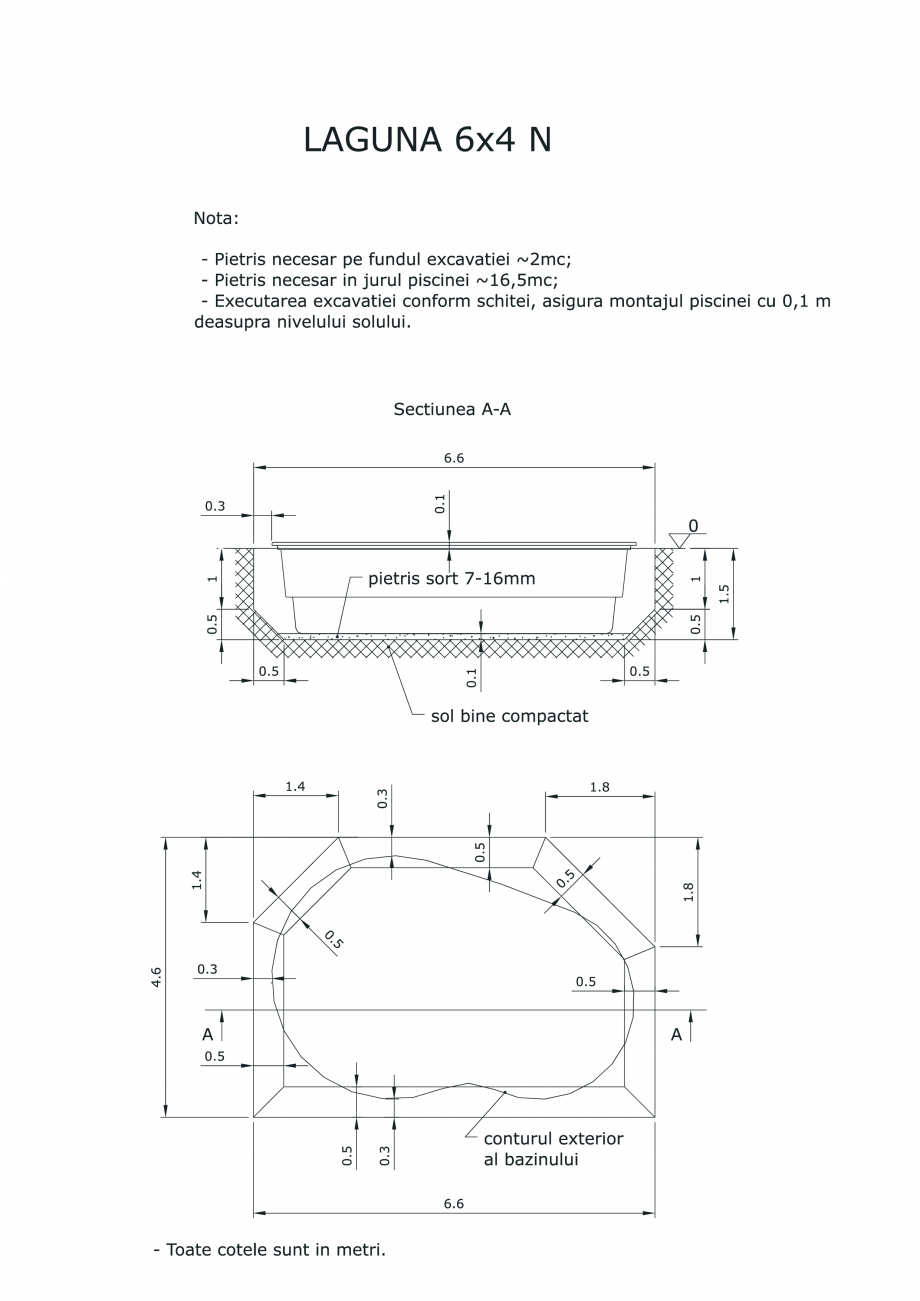 Pagina 1-CAD-PDF Schita excavatie piscine Laguna 6X4 N SKYMIRROR Detaliu de montaj 