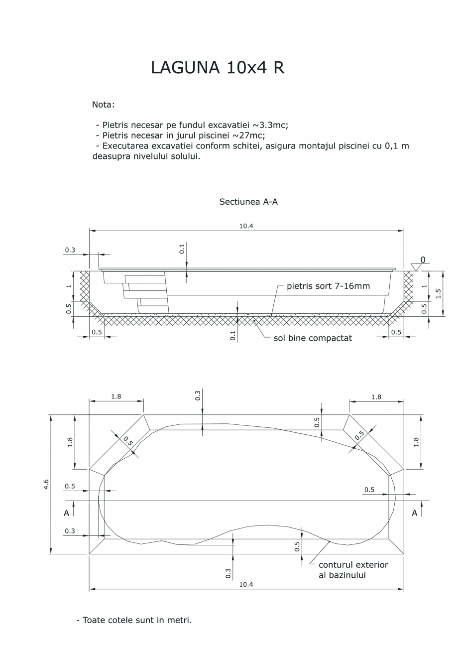 Pagina 1-CAD-PDF Schita excavatie piscine Laguna 10X4 R SKYMIRROR Detaliu de montaj 