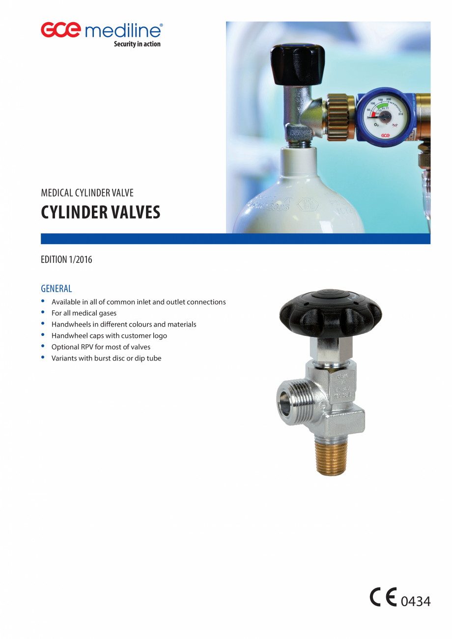 Pagina 1-Robinete pentru butelii medicale TEHNIC GAZ GAS EQUIPMENT SMV Fisa tehnica Engleza MEDICAL CYLINDER ...