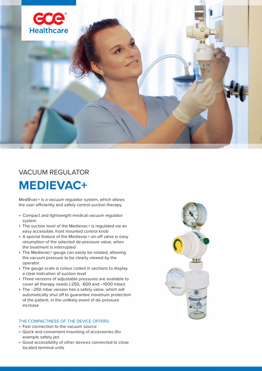 Pagina 1-Injector de vacuum TEHNIC GAZ GAS EQUIPMENT MediEvac+ Fisa tehnica Engleza VACUUM REGULATOR
...