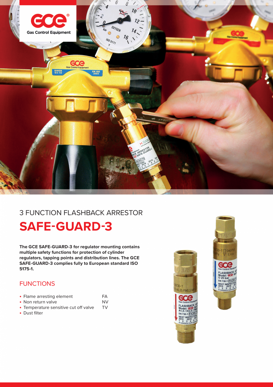 Pagina 1-Opritor de flacara cu 3 functii TEHNIC GAZ GAS EQUIPMENT SAFE-GUARD-3 / FR34 Fisa tehnica Engleza 3 ...