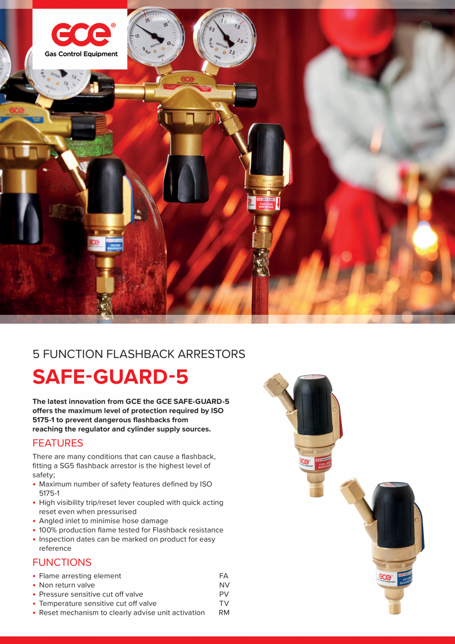 Pagina 1-Opritor de flacara cu 5 functii TEHNIC GAZ GAS EQUIPMENT SAFE-GUARD-5 Fisa tehnica Engleza 5...