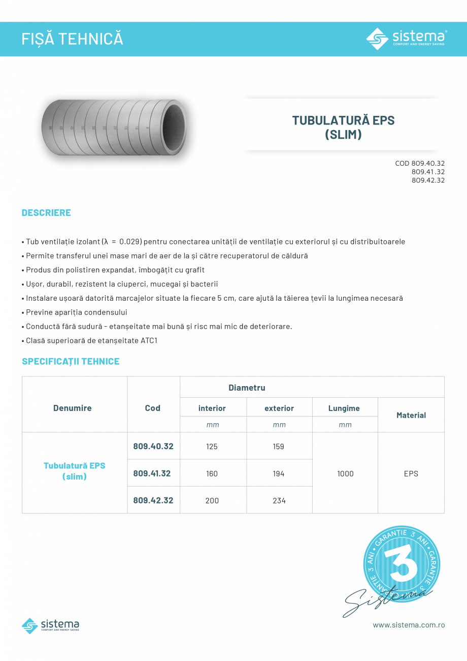 Pagina 1-Tubulatura EPS (Slim) SISTEMA 809.40.32 Fisa tehnica Romana FIȘĂ TEHNICĂ

TUBULATURĂ EPS
(SLIM)
...