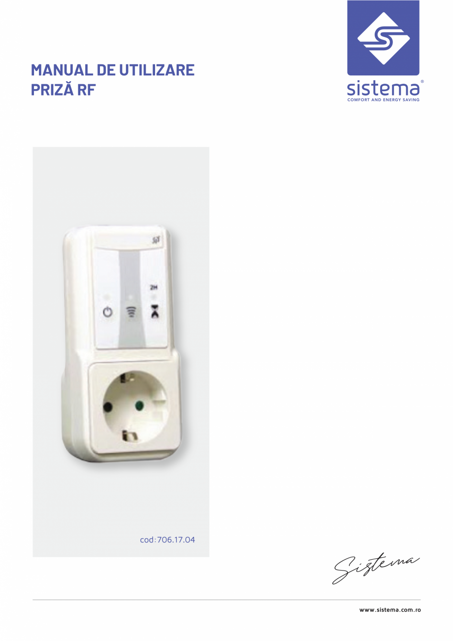 Pagina 1-Priza RF SISTEMA Instructiuni montaj, utilizare Romana 