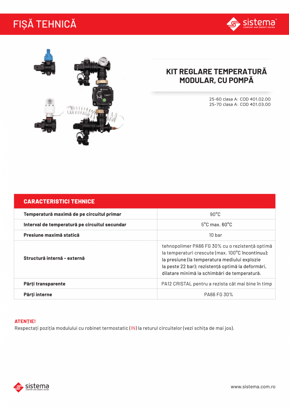 Pagina 1-Kit de reglare temperatura modular SISTEMA Kit modular Fisa tehnica Romana 