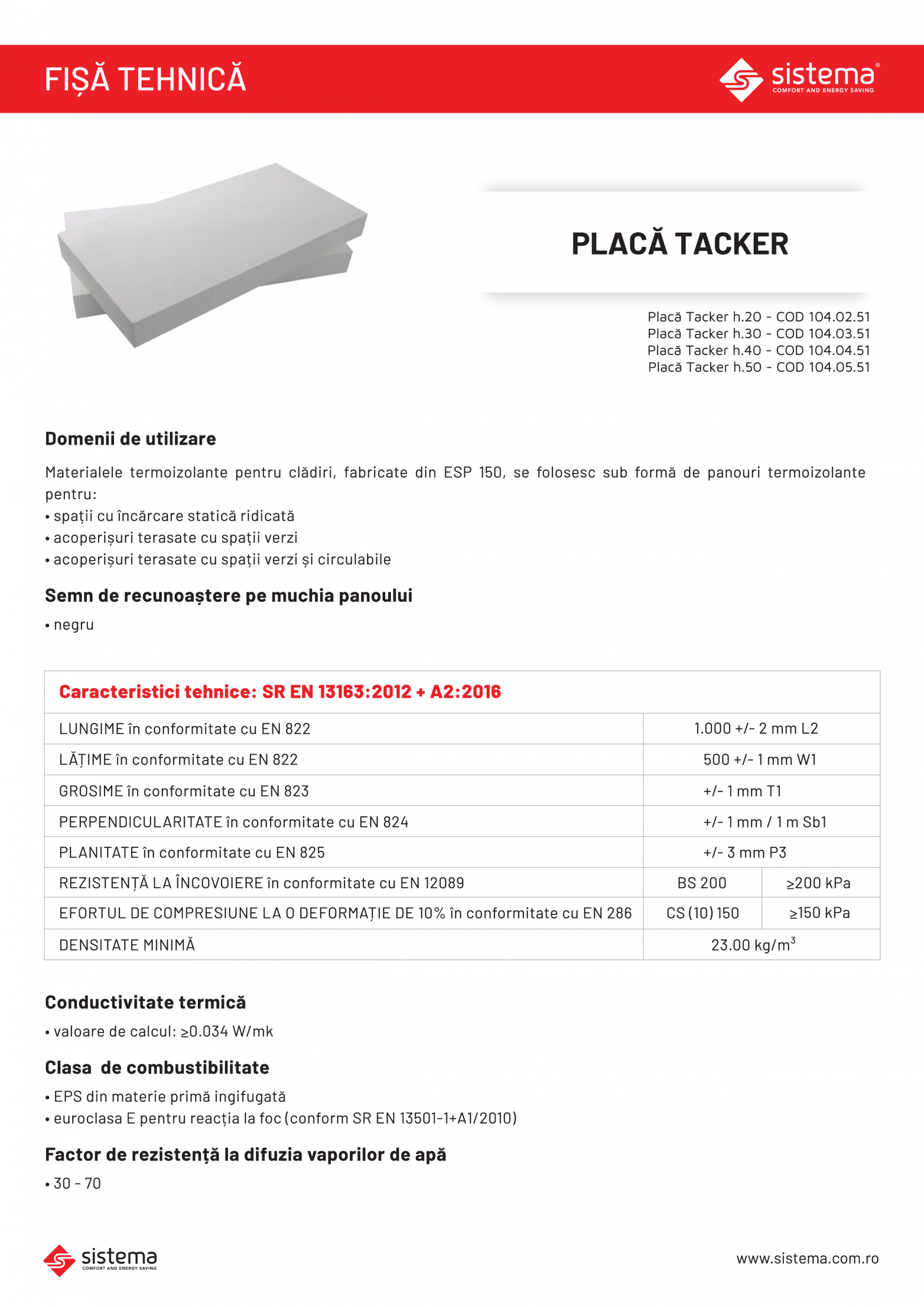 Placa Tacker SISTEMA Tacker EPS150 Fisa tehnica Romana