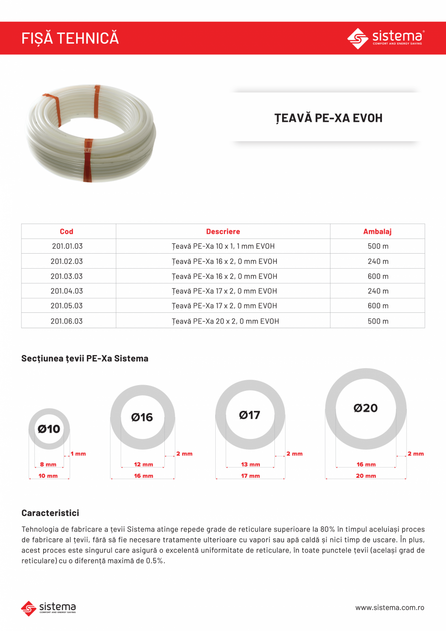 Pagina 1-Teava Pe-xa EVOH SISTEMA Fisa tehnica Romana 