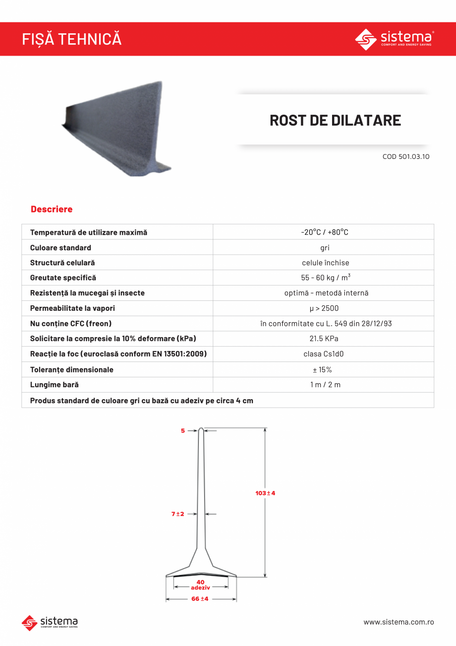 Pagina 1-Rost de dilatare SISTEMA Rost 501.02.10 Fisa tehnica Romana 