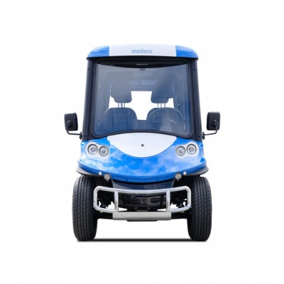 MELEX Vedere din fata - model in culoarea albastra - Masini pur electrice transport persoane  MELEX