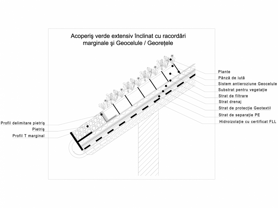 Pagina 1-CAD-DWG Acoperis verde extensiv inclinat cu racordari marginale si geocelule -georetele ODU GREEN...