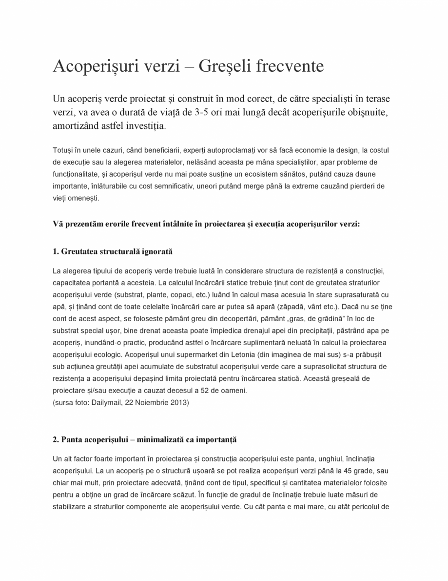 Pagina 1 - Acoperișuri verzi - Greseli frecvente ODU GREEN ROOF Acoperis verde extensiv usor,...