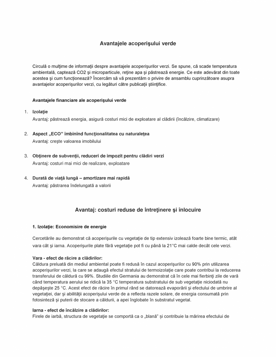 Pagina 1-Avantajele acoperisului verde ODU GREEN ROOF Acoperis verde extensiv usor, Acoperis verde extensiv...